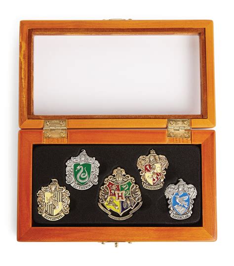 harry potter hogwarts house metal pin badge set|hogwarts house badges.